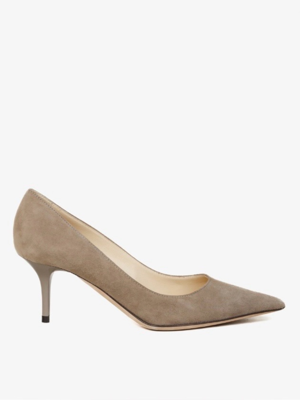 Jimmy Choo Aurora 60 Suede Taupe Pointed Toe Heels 36